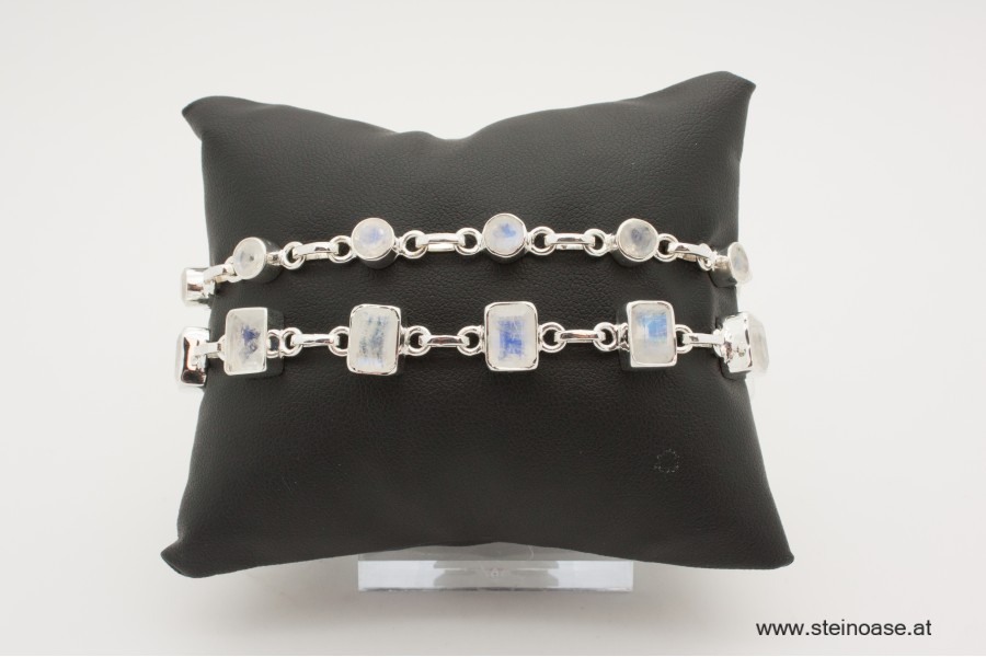 Armband Silber & Mondstein rund, zart